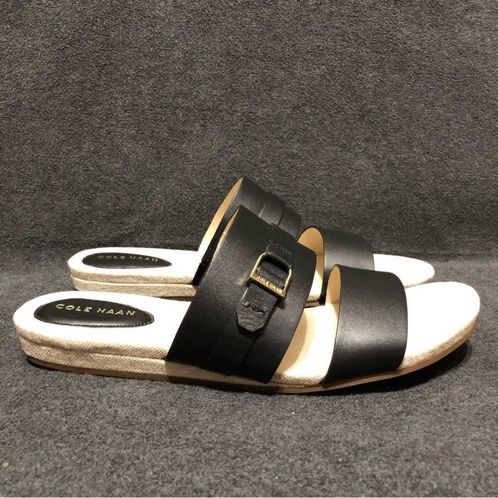 Cole Haan Shoes Womens Size 8.5 B Francine Demi Black Wedge Slide Sandals